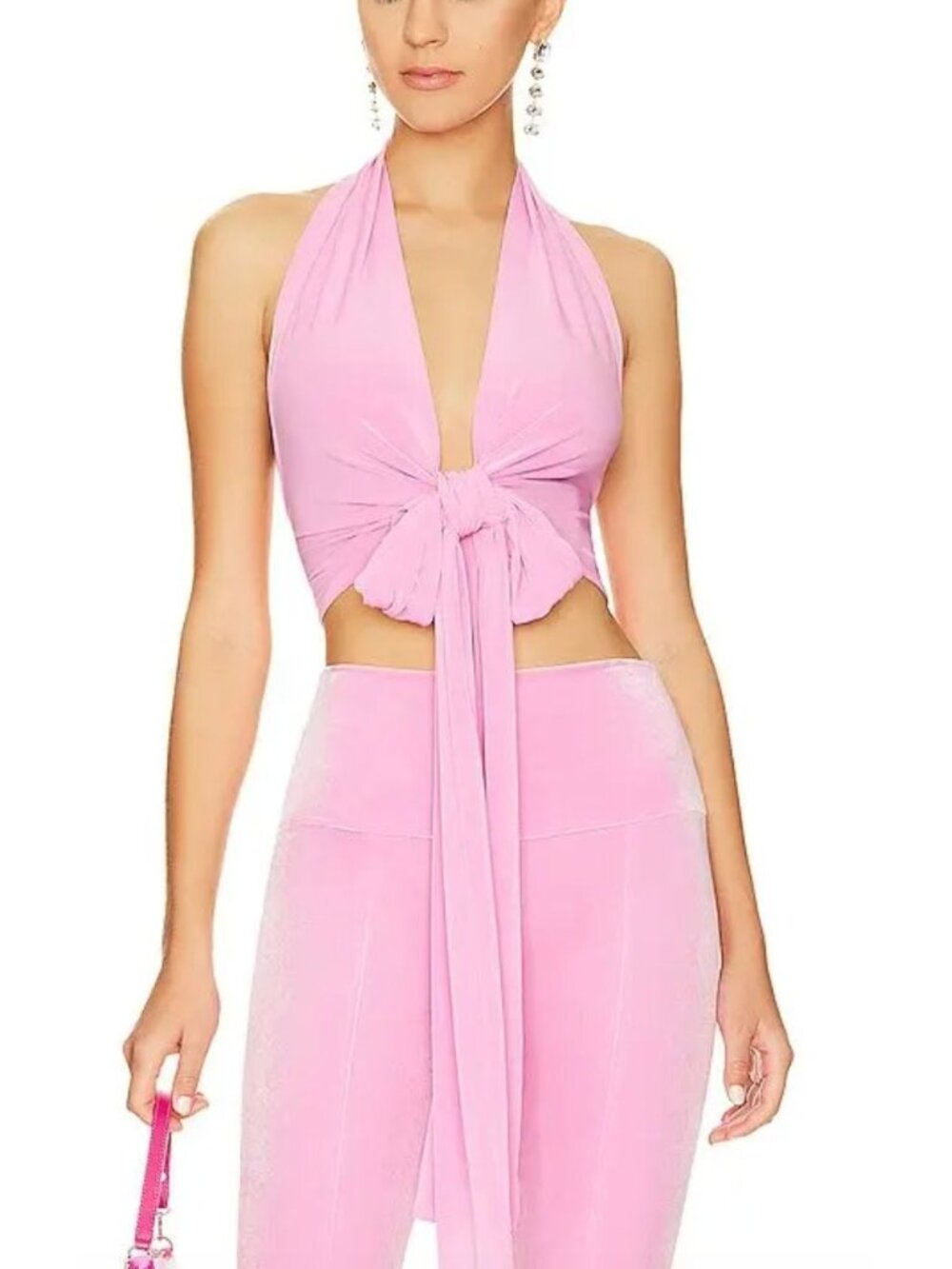 NORMA KAMALI halter wrap top in candy pink size XS